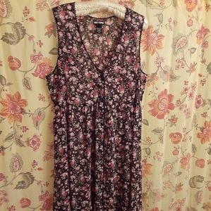 Hot Topic long rose print dress ruffled hem